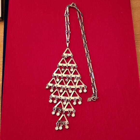 Sarah Cov signed Silver Plated Rhinestone Necklace - Picture 1 of 2